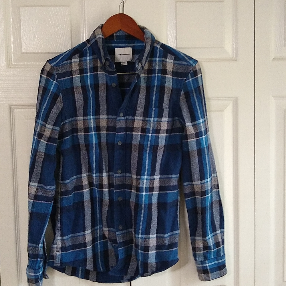 American Eagle flannel plaid button down shirt size extra small